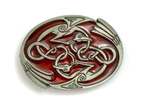 Intertwined Celtic Birds (Red) Belt Buckle