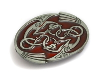 Intertwined Celtic Birds (Red) Belt Buckle