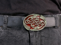 Intertwined Celtic Birds (Red) Belt Buckle