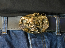 Jester Gold Skull Belt Buckle