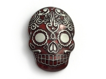Red Day of the Dead Skull Belt Buckle