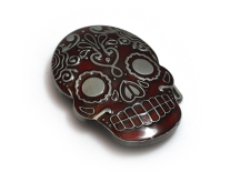 Red Day of the Dead Skull Belt Buckle