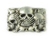 See No Evil, Hear No Evil, Speak No Evil Skulls Belt Buckle