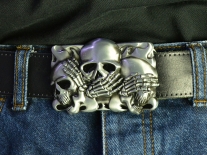 See No Evil, Hear No Evil, Speak No Evil Skulls Belt Buckle