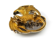Senga Dragon Pewter Gold Plated Belt Buckle