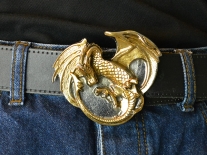 Senga Dragon Pewter Gold Plated Belt Buckle
