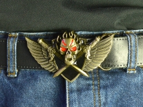 Winged Skull with Crossed Daggers Belt Buckle